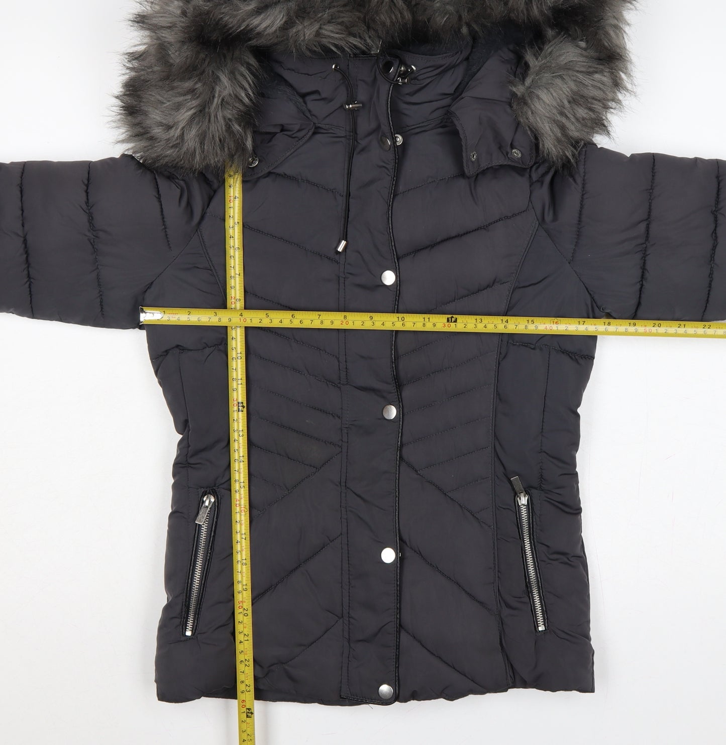 New Look Women’s Black Petite UK 8 Hooded Faux Fur Puffer Coat
