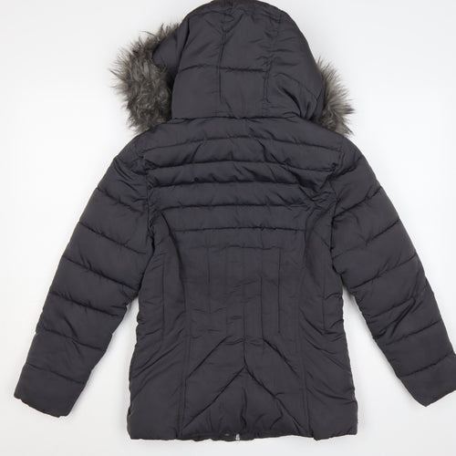New Look Women’s Black Petite UK 8 Hooded Faux Fur Puffer Coat