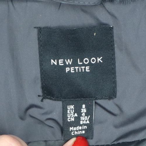 New Look Women’s Black Petite UK 8 Hooded Faux Fur Puffer Coat