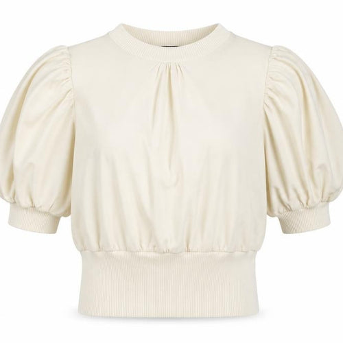 French Connection Women Ivory XS Puff Sleeve High Neck Blouse