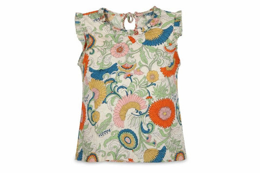J.Crew Women Multicoloured Size 8 Floral Ruffle Keyhole Blouse