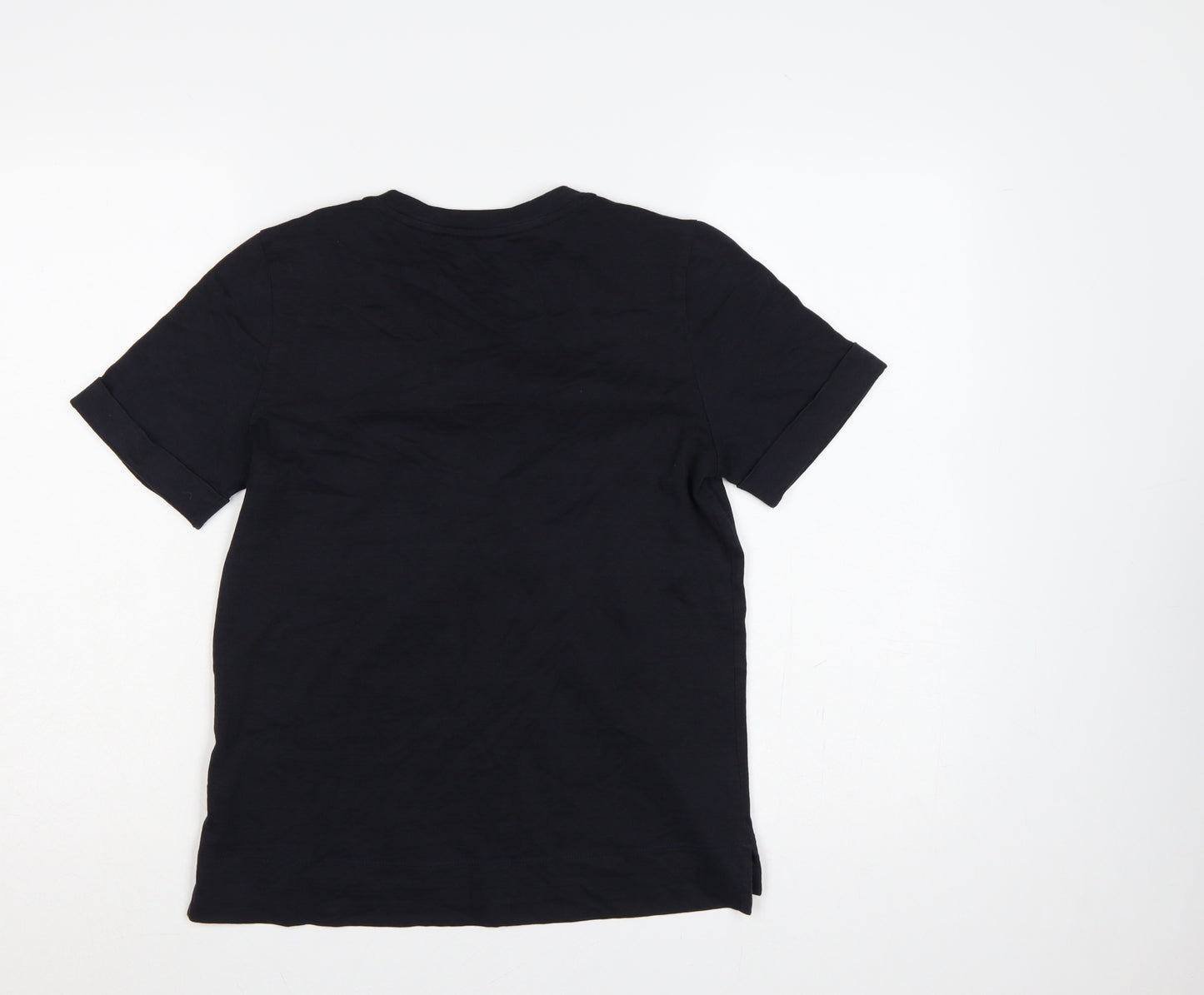 Whistles Women Black UK 8 Cotton Tassel Tie Tunic Blouse Short Sleeve