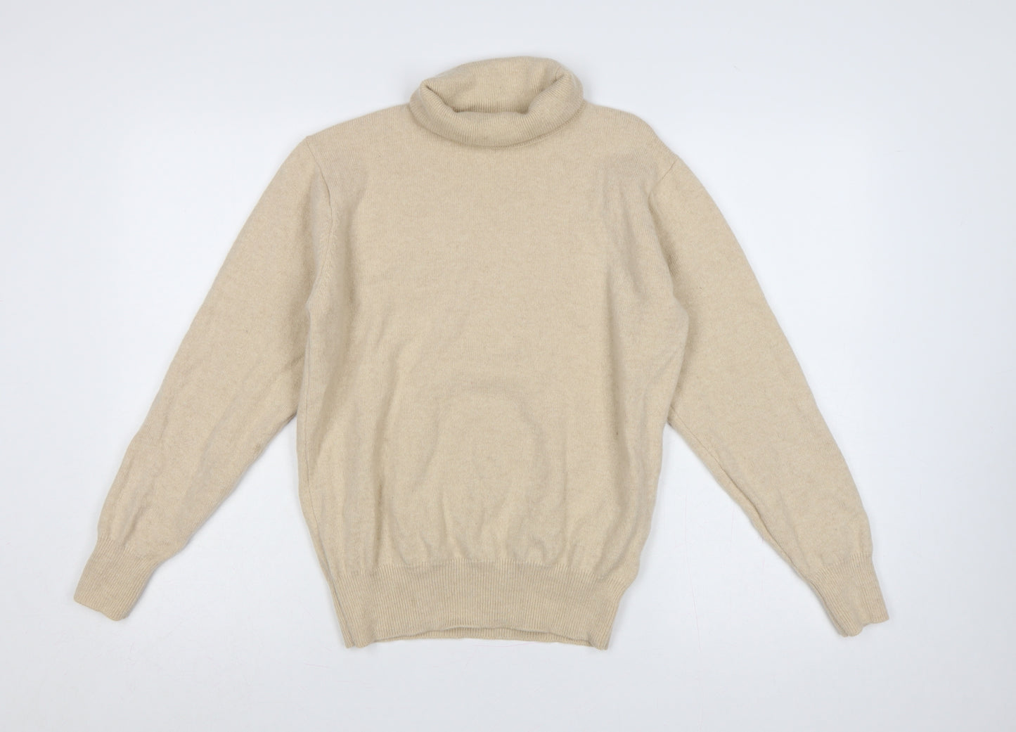 House of Bruar Women's Beige M Lambswool Roll Neck Knit Jumper