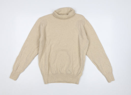 House of Bruar Women's Beige M Lambswool Roll Neck Knit Jumper