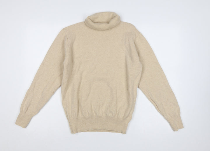 House of Bruar Women's Beige M Lambswool Roll Neck Knit Jumper