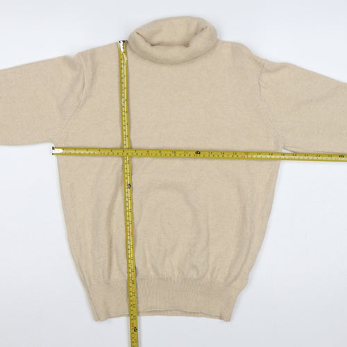 House of Bruar Women's Beige M Lambswool Roll Neck Knit Jumper