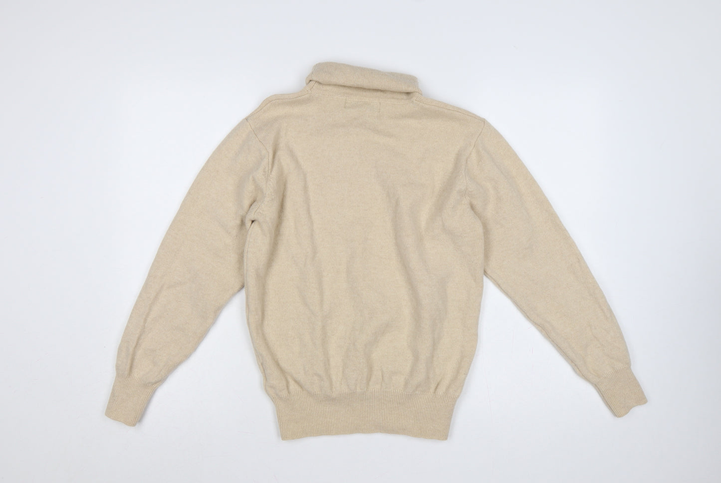 House of Bruar Women's Beige M Lambswool Roll Neck Knit Jumper