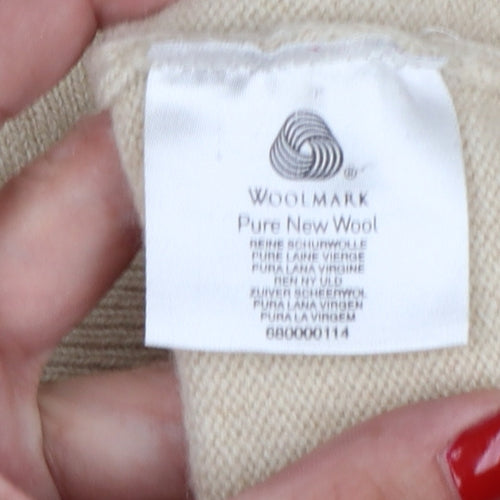 House of Bruar Women's Beige M Lambswool Roll Neck Knit Jumper