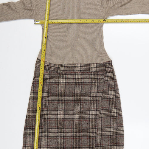 Next Women Multicoloured UK 6 Jumper Dress Plaid Zip Knit