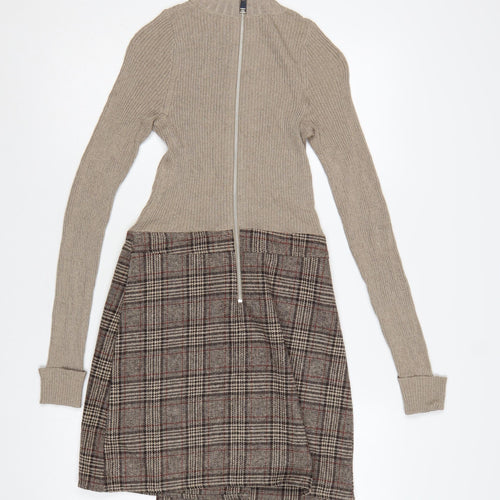Next Women Multicoloured UK 6 Jumper Dress Plaid Zip Knit