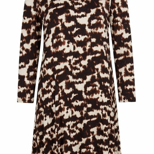 Marks & Spencer Women Brown Animal Print Long A-Line Dress UK 22