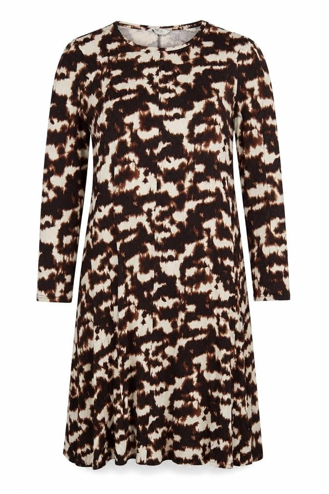 Marks & Spencer Women Brown Animal Print Long A-Line Dress UK 22