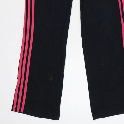 adidas Girls Black Pink 3 Stripe Sweatpants UK 13-14 Years