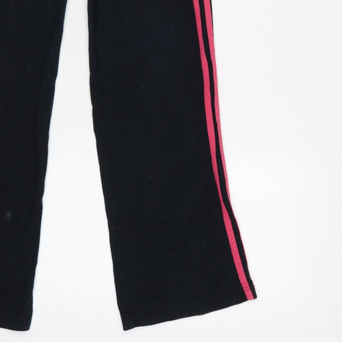 adidas Girls Black Pink 3 Stripe Sweatpants UK 13-14 Years