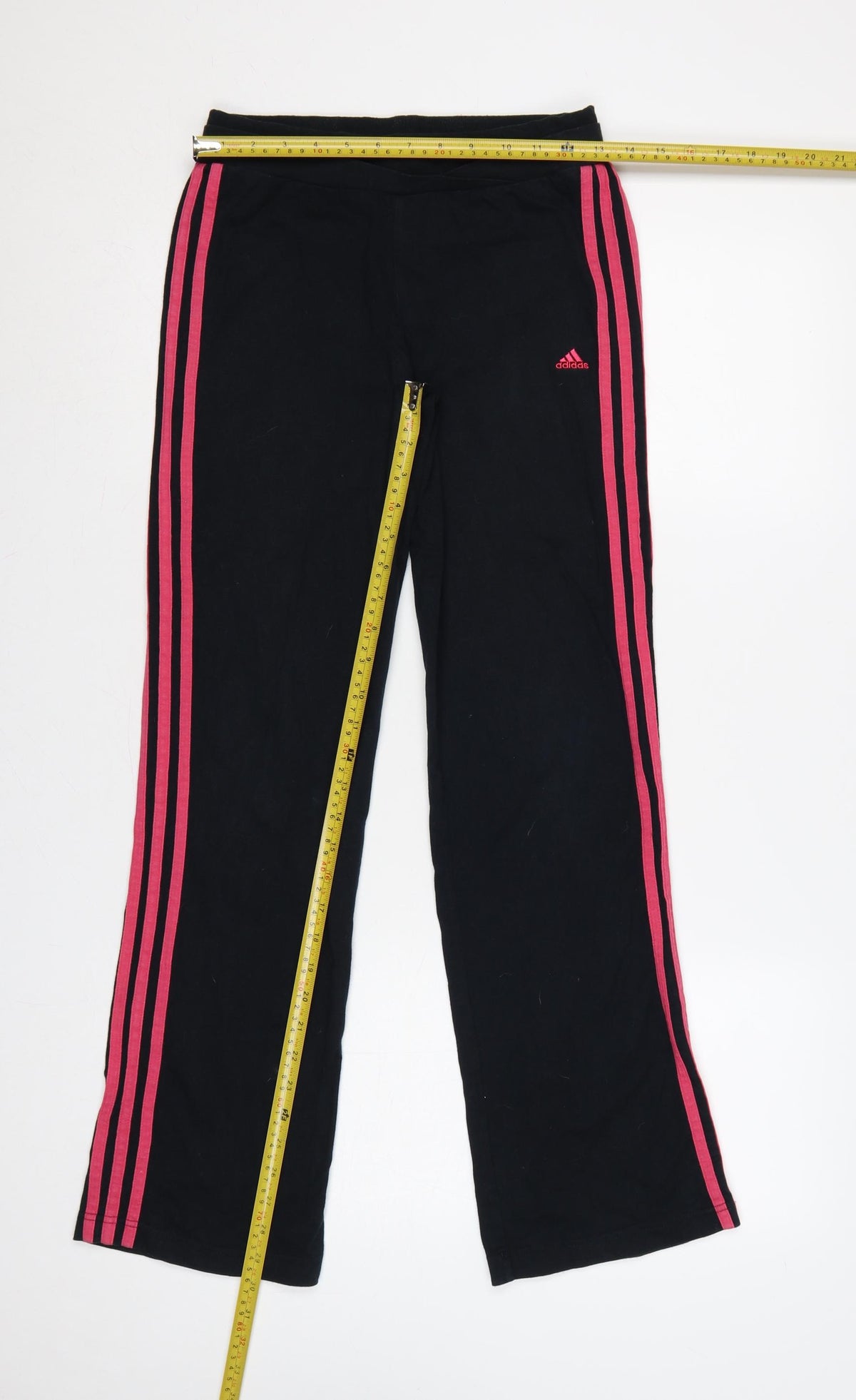 adidas Girls Black Pink 3 Stripe Sweatpants UK 13-14 Years