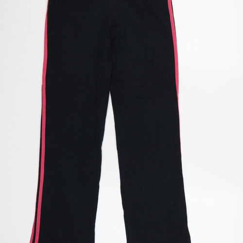 adidas Girls Black Pink 3 Stripe Sweatpants UK 13-14 Years