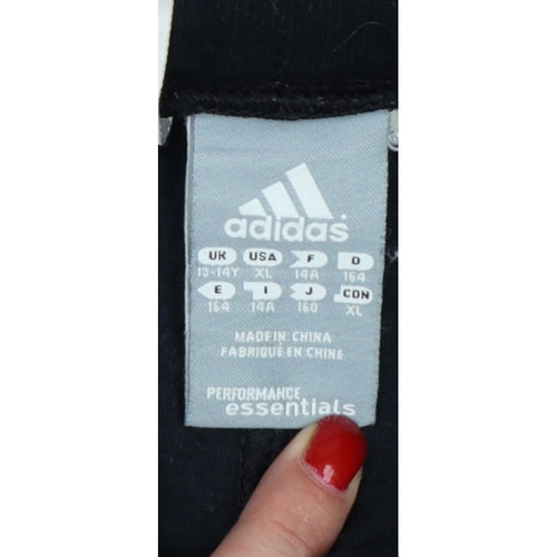 adidas Girls Black Pink 3 Stripe Sweatpants UK 13-14 Years