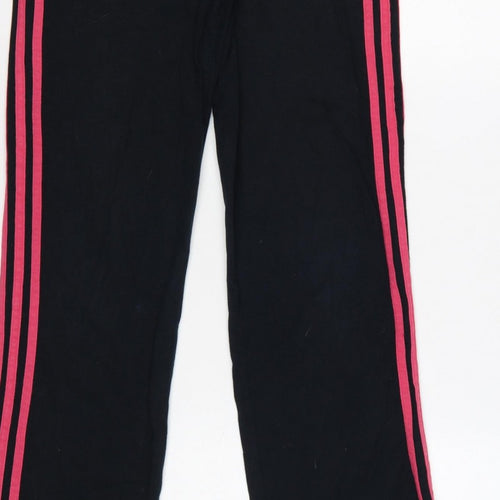 adidas Girls Black Pink 3 Stripe Sweatpants UK 13-14 Years