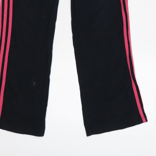 adidas Girls Black Pink 3 Stripe Sweatpants UK 13-14 Years