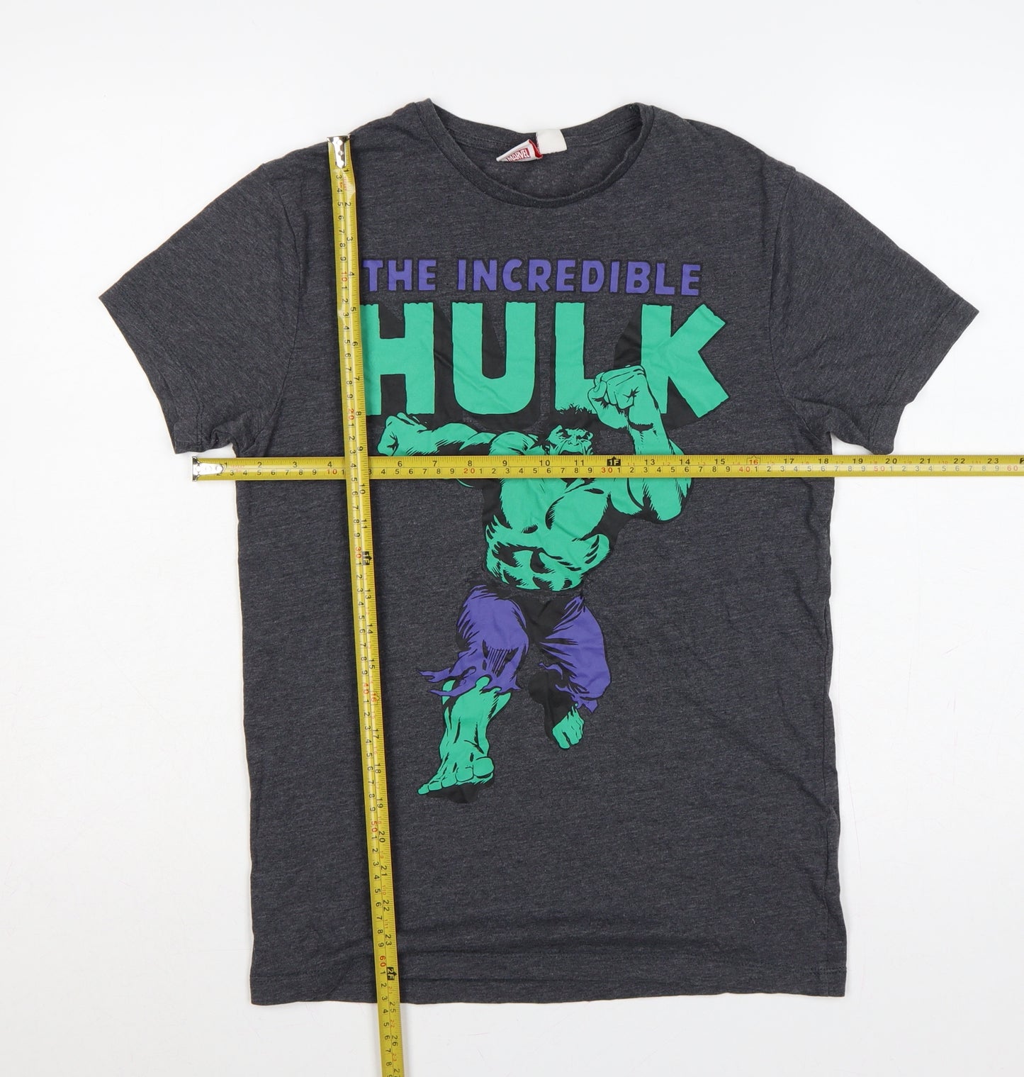 Marvel Men’s Grey S Incredible Hulk Graphic Print Crew Neck T-Shirt