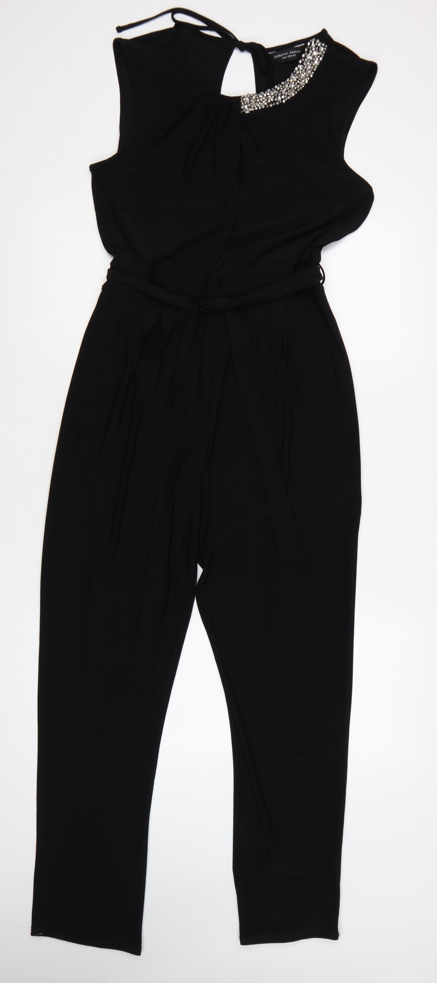 Dorothy Perkins Women Black UK 14 Rhinestone Belted Jumpsuit