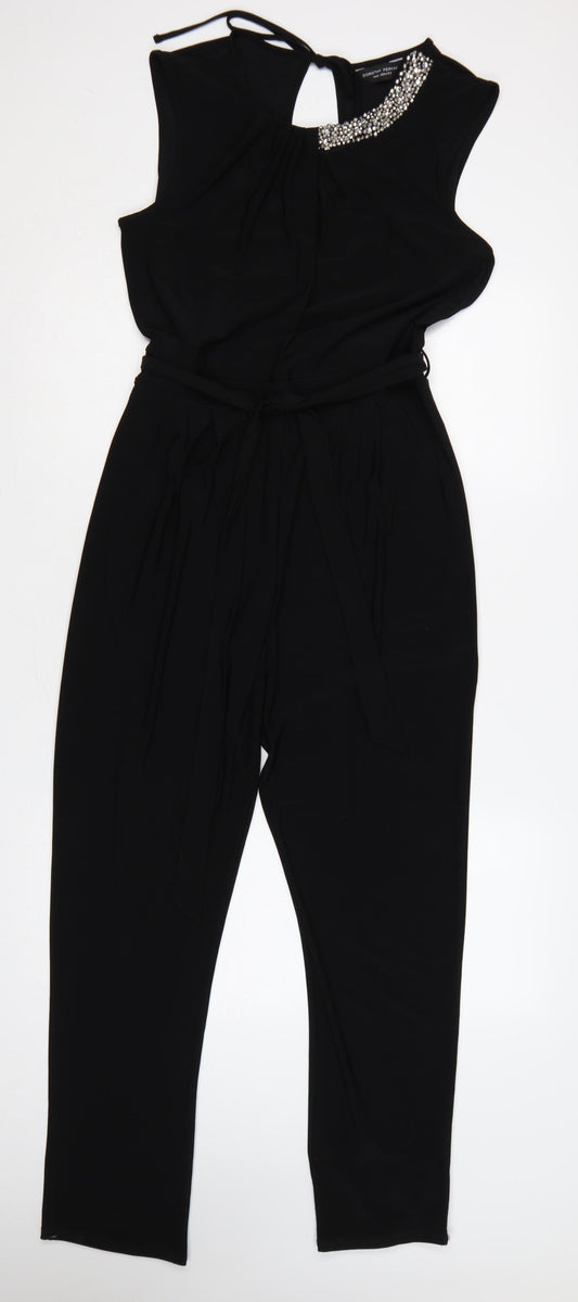 Dorothy Perkins Women Black UK 14 Rhinestone Belted Jumpsuit