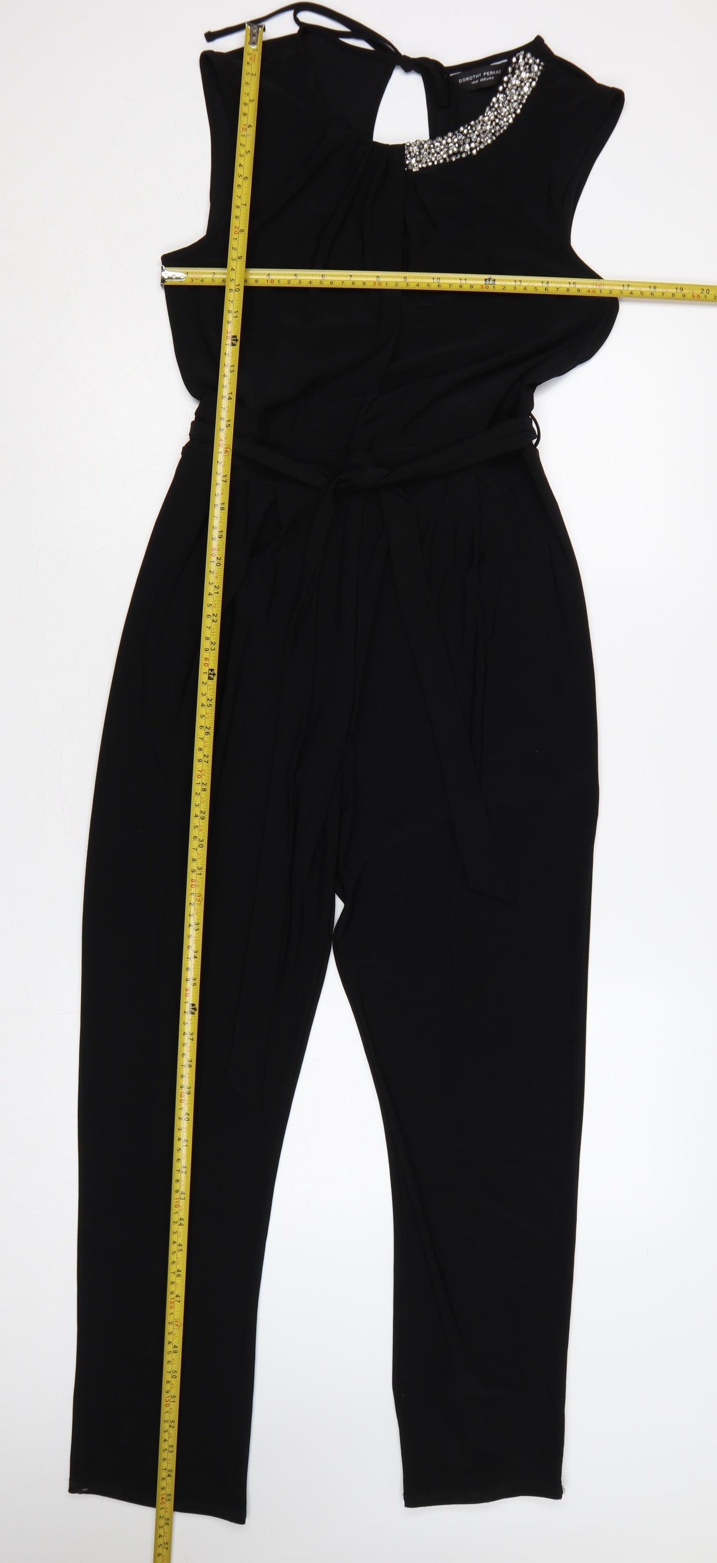 Dorothy Perkins Women Black UK 14 Rhinestone Belted Jumpsuit