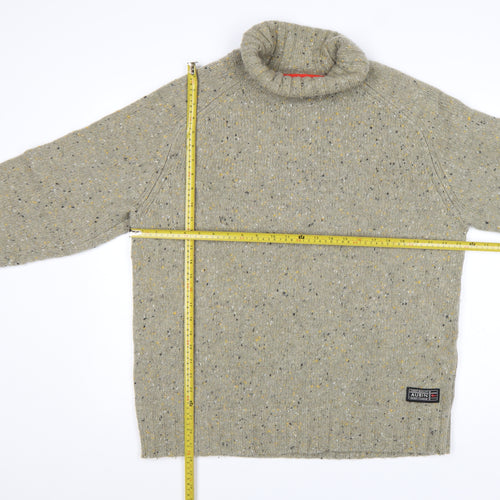 Aubin Men’s Grey Lambswool Roll Neck Fleck Knit Jumper 2XL