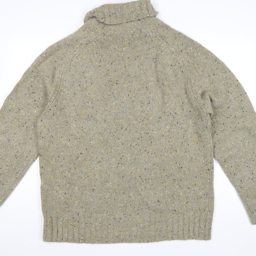 Aubin Men’s Grey Lambswool Roll Neck Fleck Knit Jumper 2XL