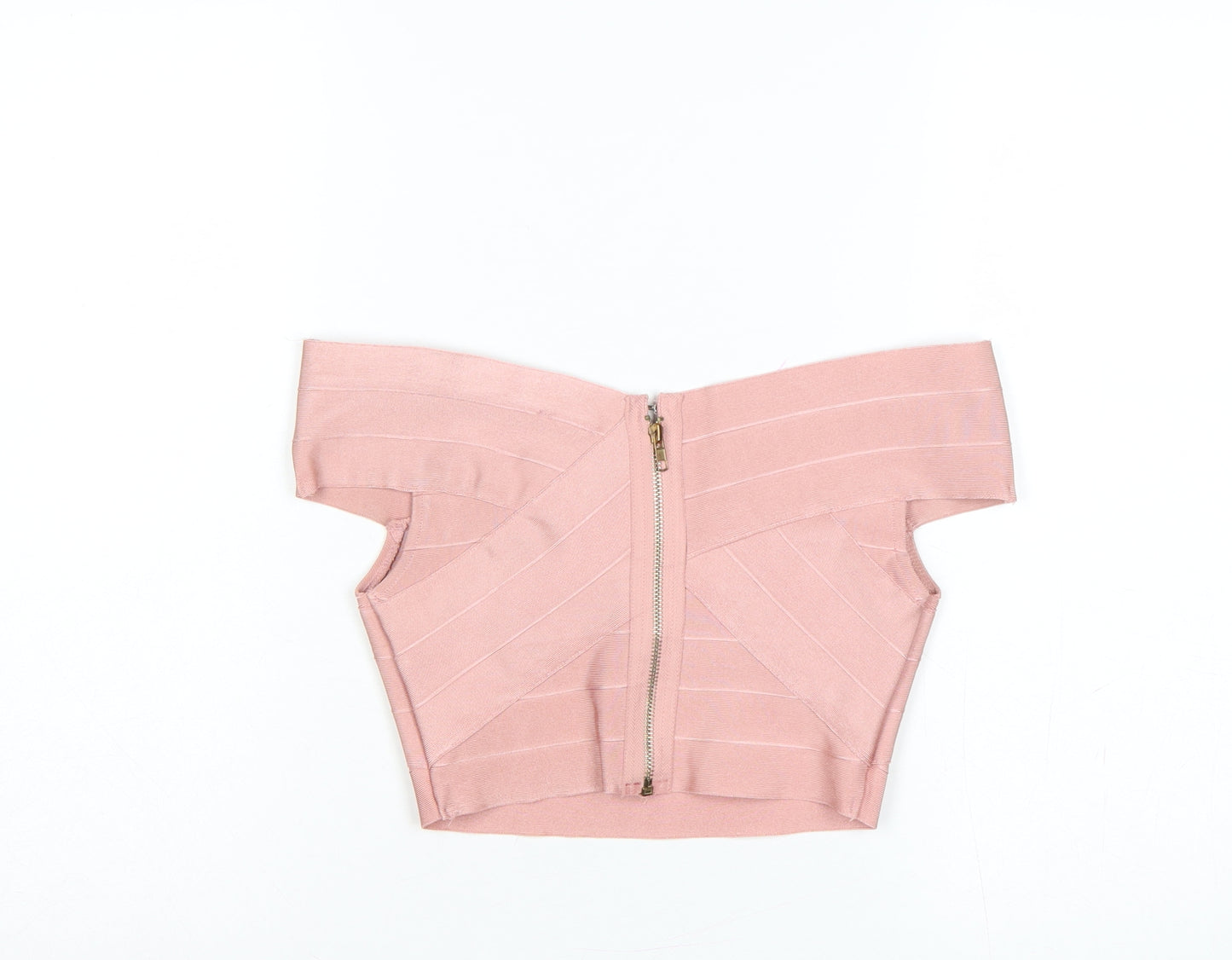 Missguided Women Pink UK 6 Cropped Off Shoulder Bandage Blouse Zip