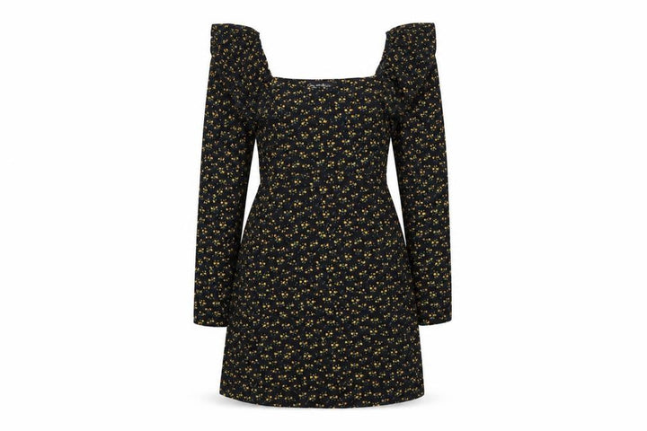 Miss Selfridge Women Black Floral UK 10 Fit & Flare Mini Dress