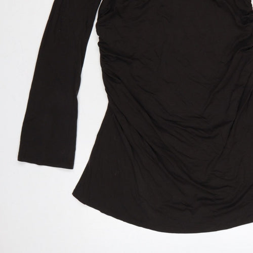 Weekday Women Black XL One Shoulder Ruched Long Sleeve Fit & Flare Dress