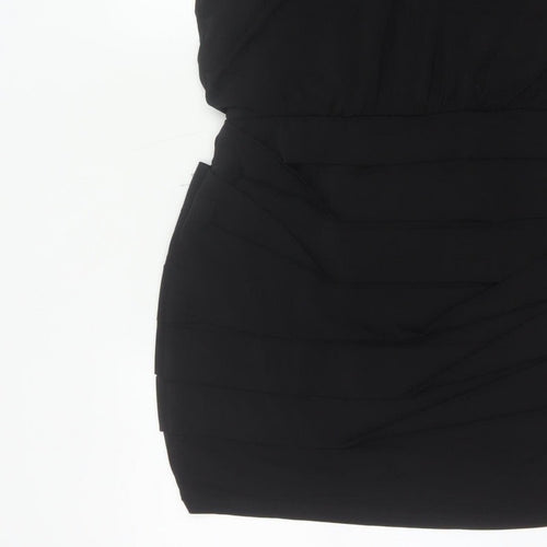 Nasty Gal Women Black L One Shoulder Beaded Bodycon Mini Party Dress