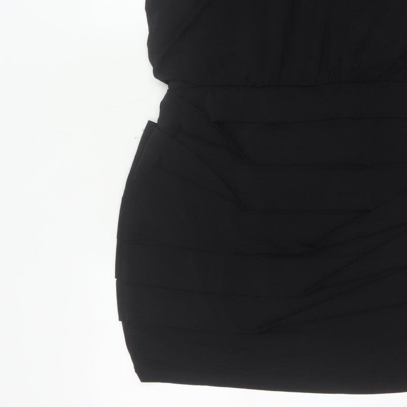 Nasty Gal Women Black L One Shoulder Beaded Bodycon Mini Party Dress