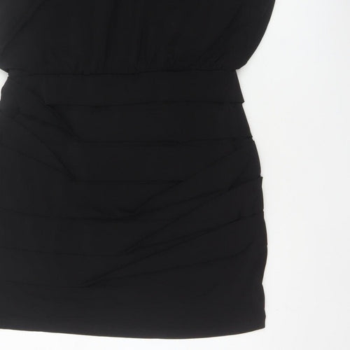 Nasty Gal Women Black L One Shoulder Beaded Bodycon Mini Party Dress
