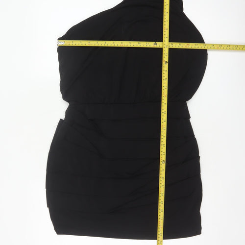 Nasty Gal Women Black L One Shoulder Beaded Bodycon Mini Party Dress