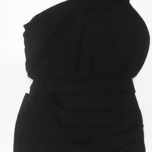 Nasty Gal Women Black L One Shoulder Beaded Bodycon Mini Party Dress