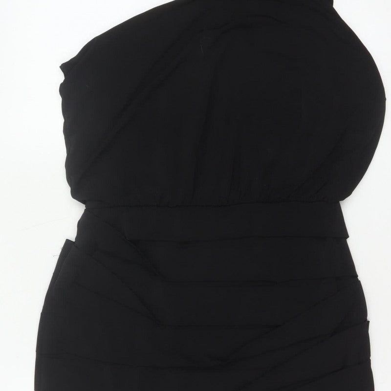 Nasty Gal Women Black L One Shoulder Beaded Bodycon Mini Party Dress