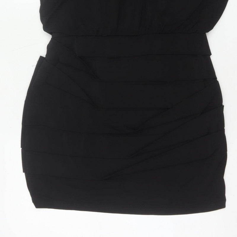 Nasty Gal Women Black L One Shoulder Beaded Bodycon Mini Party Dress