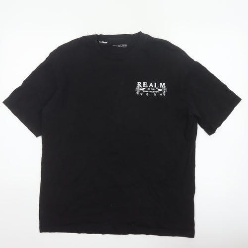 Selected Homme Men Black L Snake Graphic Print Crew Neck T-Shirt Realm
