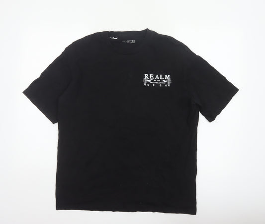 Selected Homme Men Black L Snake Graphic Print Crew Neck T-Shirt Realm
