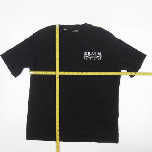Selected Homme Men Black L Snake Graphic Print Crew Neck T-Shirt Realm