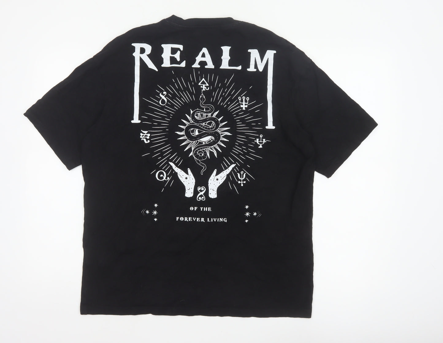 Selected Homme Men Black L Snake Graphic Print Crew Neck T-Shirt Realm