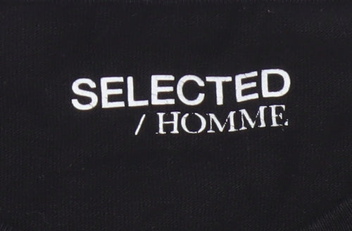 Selected Homme Men Black L Snake Graphic Print Crew Neck T-Shirt Realm