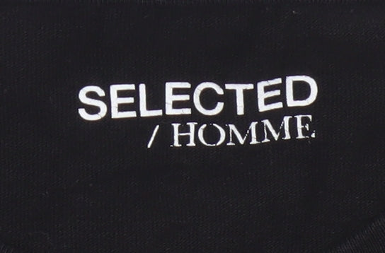 Selected Homme Men Black L Snake Graphic Print Crew Neck T-Shirt Realm