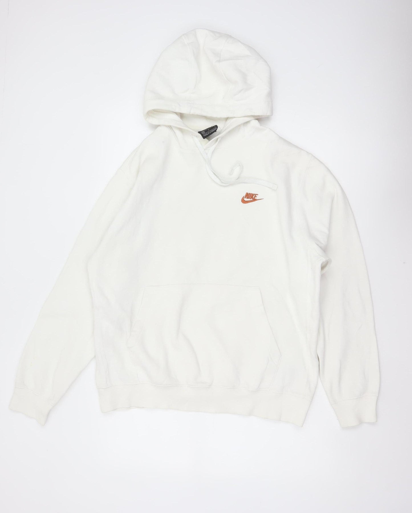Nike Men’s Ivory M Pullover Hoodie Logo Cotton Blend