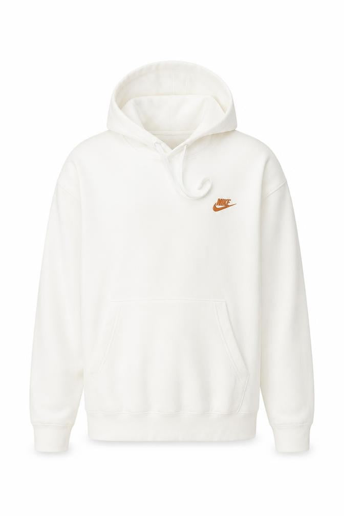 Front view of Nike Men’s Ivory M Pullover Hoodie Logo Cotton Blend