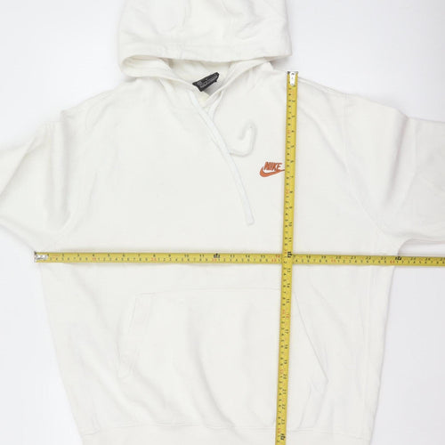 Nike Men’s Ivory M Pullover Hoodie Logo Cotton Blend