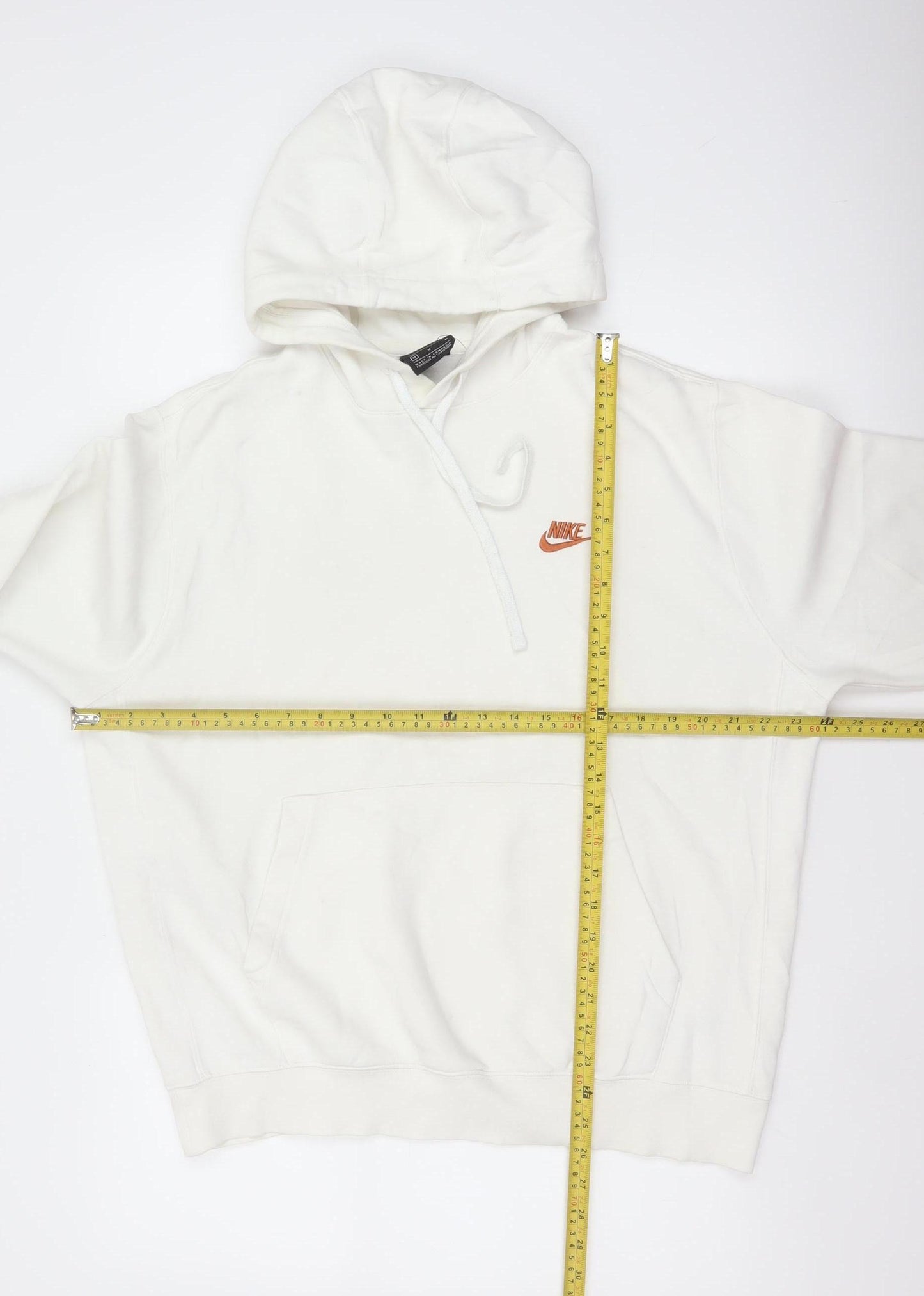 Nike Men’s Ivory M Pullover Hoodie Logo Cotton Blend