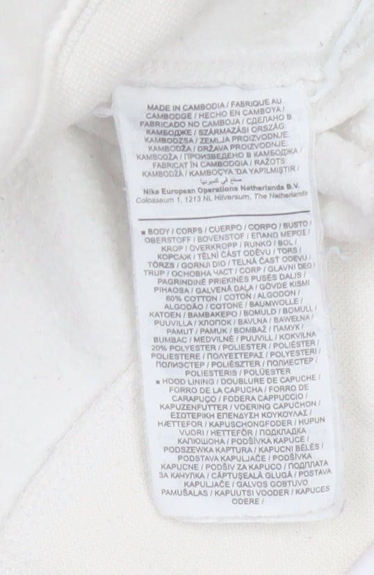 Nike Men’s Ivory M Pullover Hoodie Logo Cotton Blend